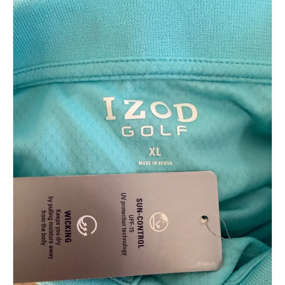 IZOD Golf Polo Mens Shirt XL Extra Large UPF 15 Sun Control Blue Collar NWT New - Picture 9 of 11